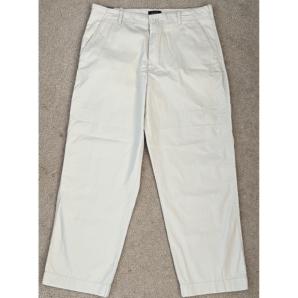 IZOD Rock Washed Jeans Metrix Fit 36W 30L Mens Pants Long Khaki Tan  NWT NEW